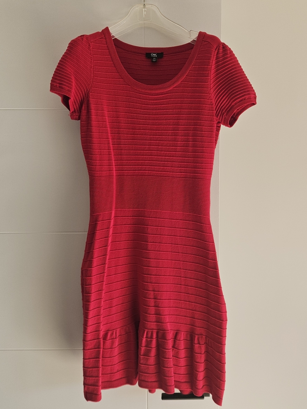 Chic By Jacob S 6 Ribbed Fitted Knit Dress Stretch & Style Small